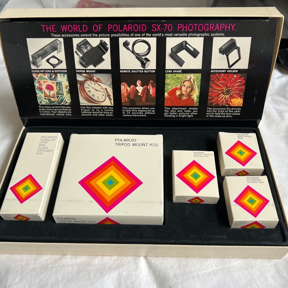 Vintage 1970's POLAROID SX-70 Land Camera Accessory Kit Complete Boxed 5 Pieces